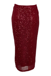 Product shot of the Reegan Sequin Skirt in colour Rouge (Metallics), from the back