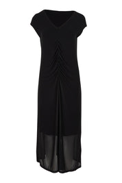 Product shot of the Josephine Mesh Dress in colour Black (Black), from the front