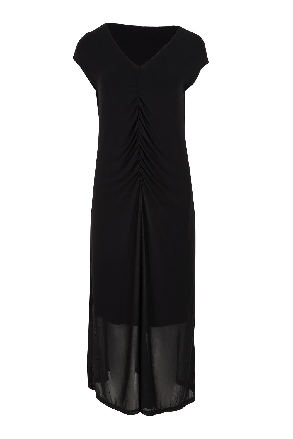 Product shot of the Josephine Mesh Dress in colour Black (Black), from the front