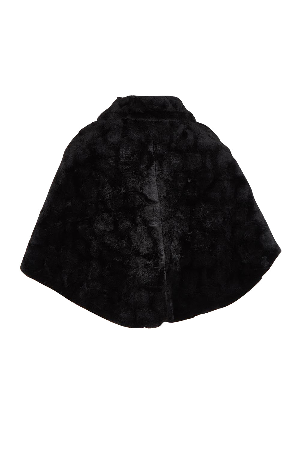 Product shot of the Daphne Faux Fur Cape in colour Black (Black), from the front