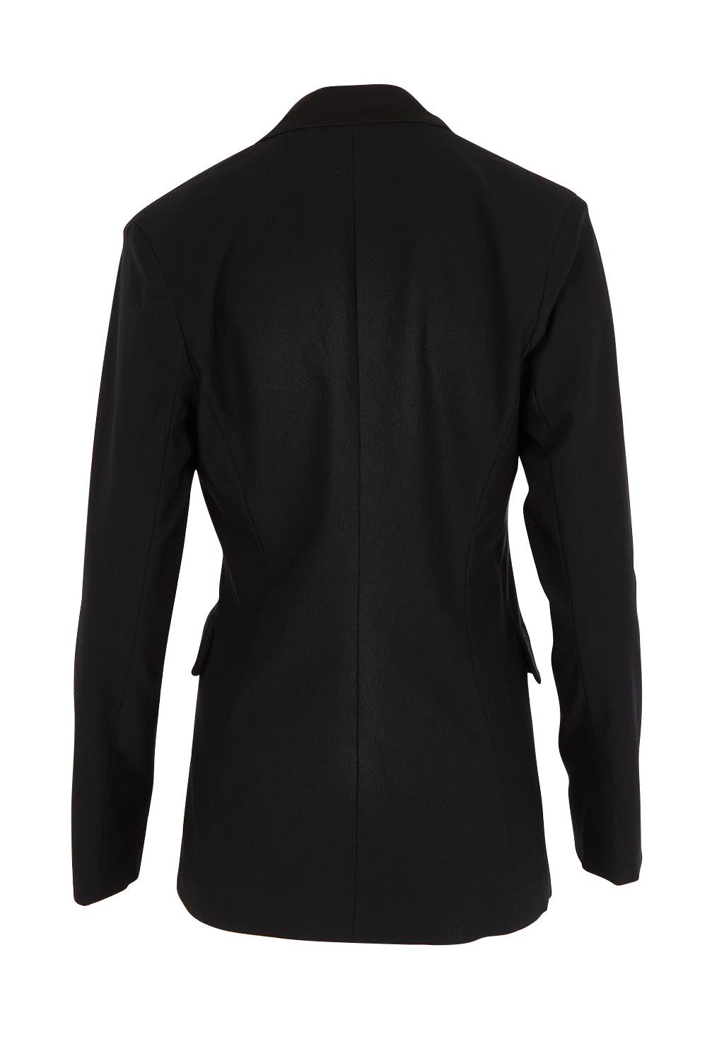 Product shot of the Holly Tuxedo Jacket in colour Black (Black), from the back