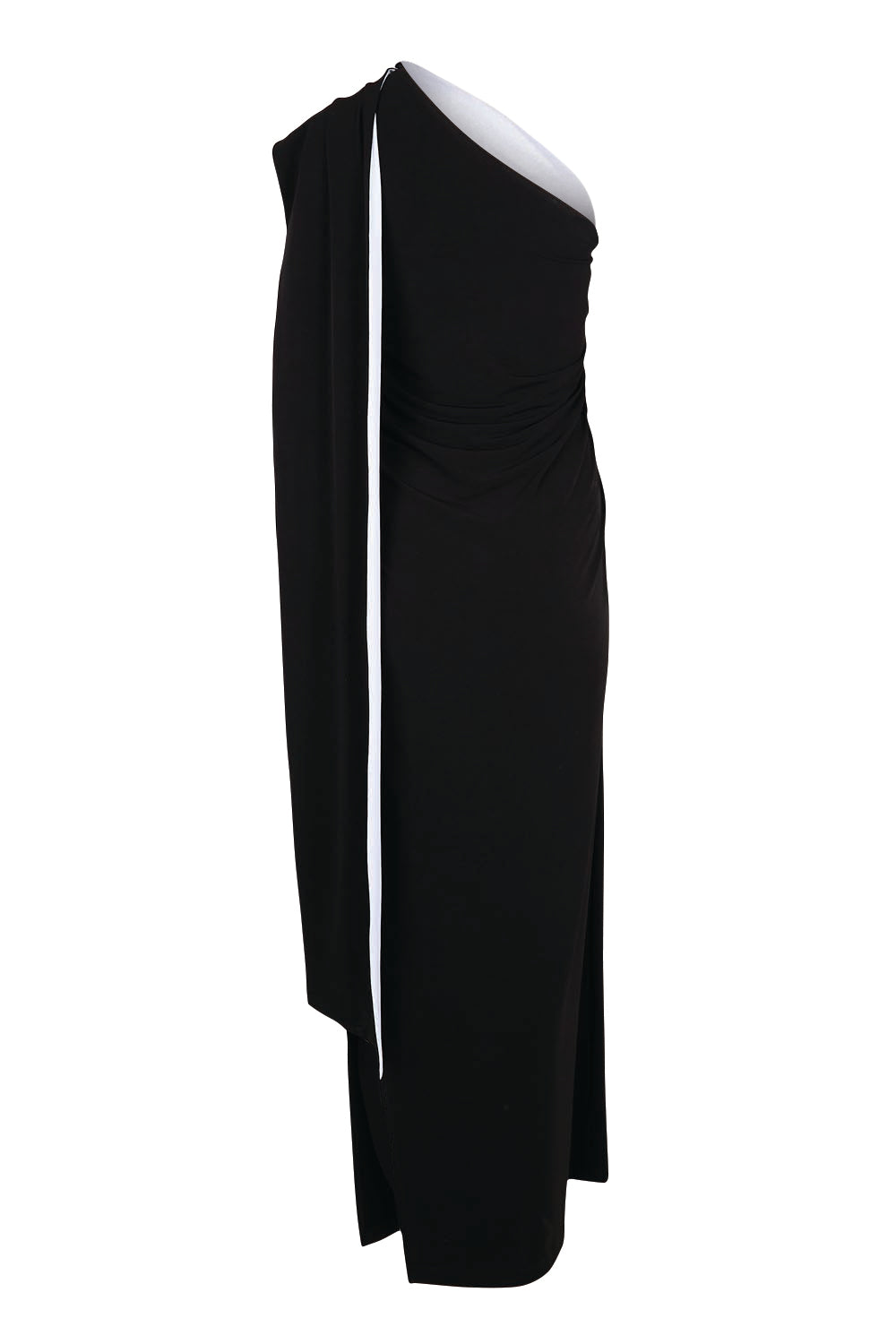 Product shot of the Camille Reversable Dress – Black in colour Black, from the back