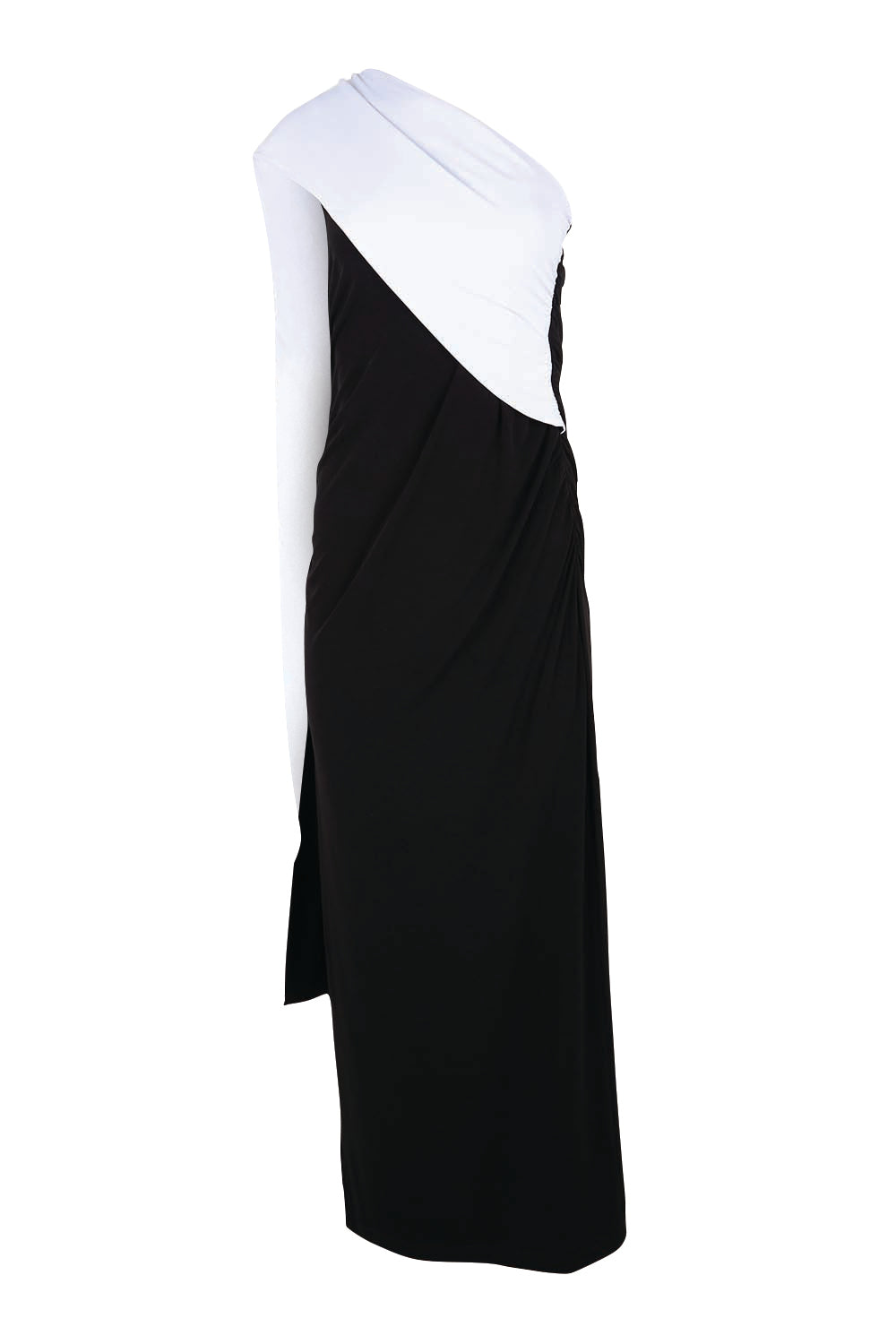 Product shot of the Camille Reversable Dress – Black in colour Black, showing detail