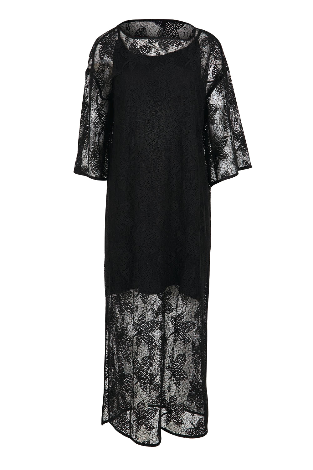 Product shot of the Nina Lace Dress - Black in colour Black, from the front