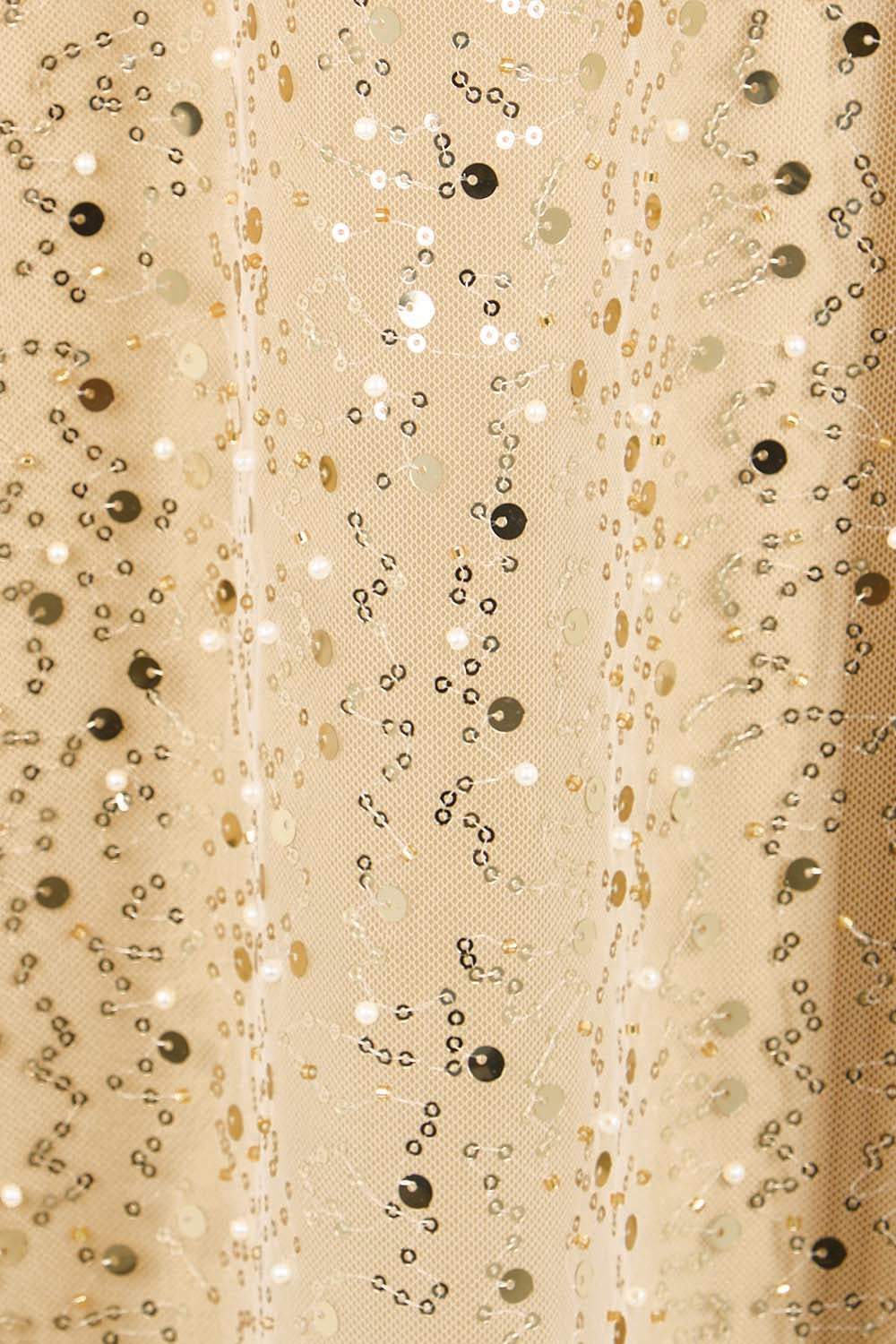 Product shot of the Nina Sequindress – Gold in colour Gold, showing detail