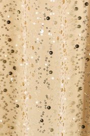 Product shot of the Nina Sequindress – Gold in colour Gold, showing detail