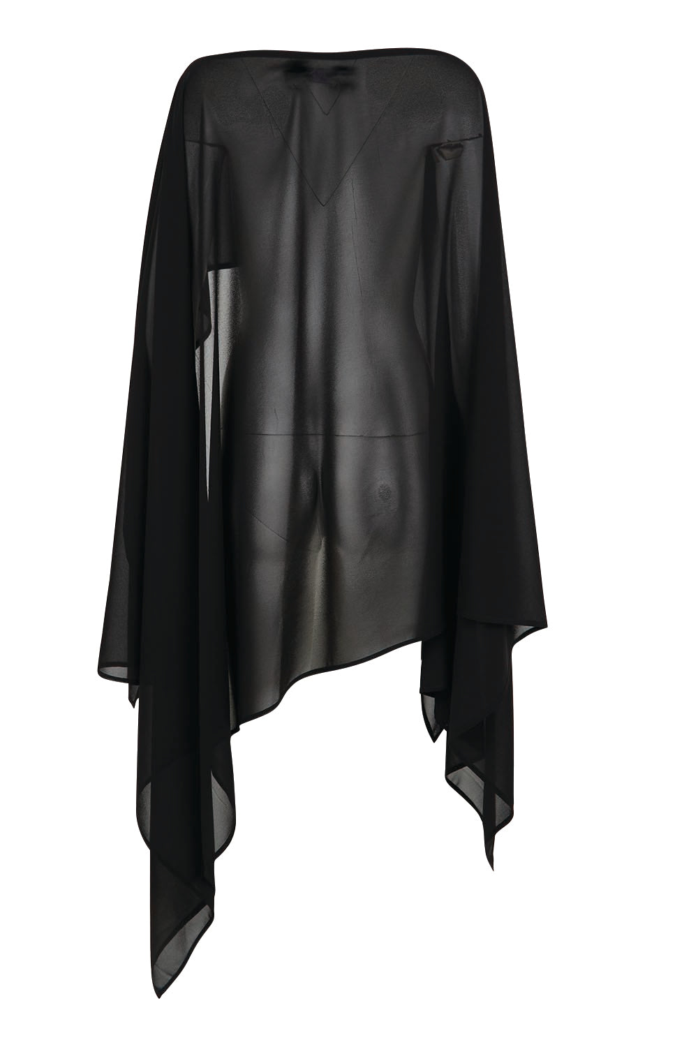 Product shot of the Freya Sheer Wrap – Black in colour Black, from the back