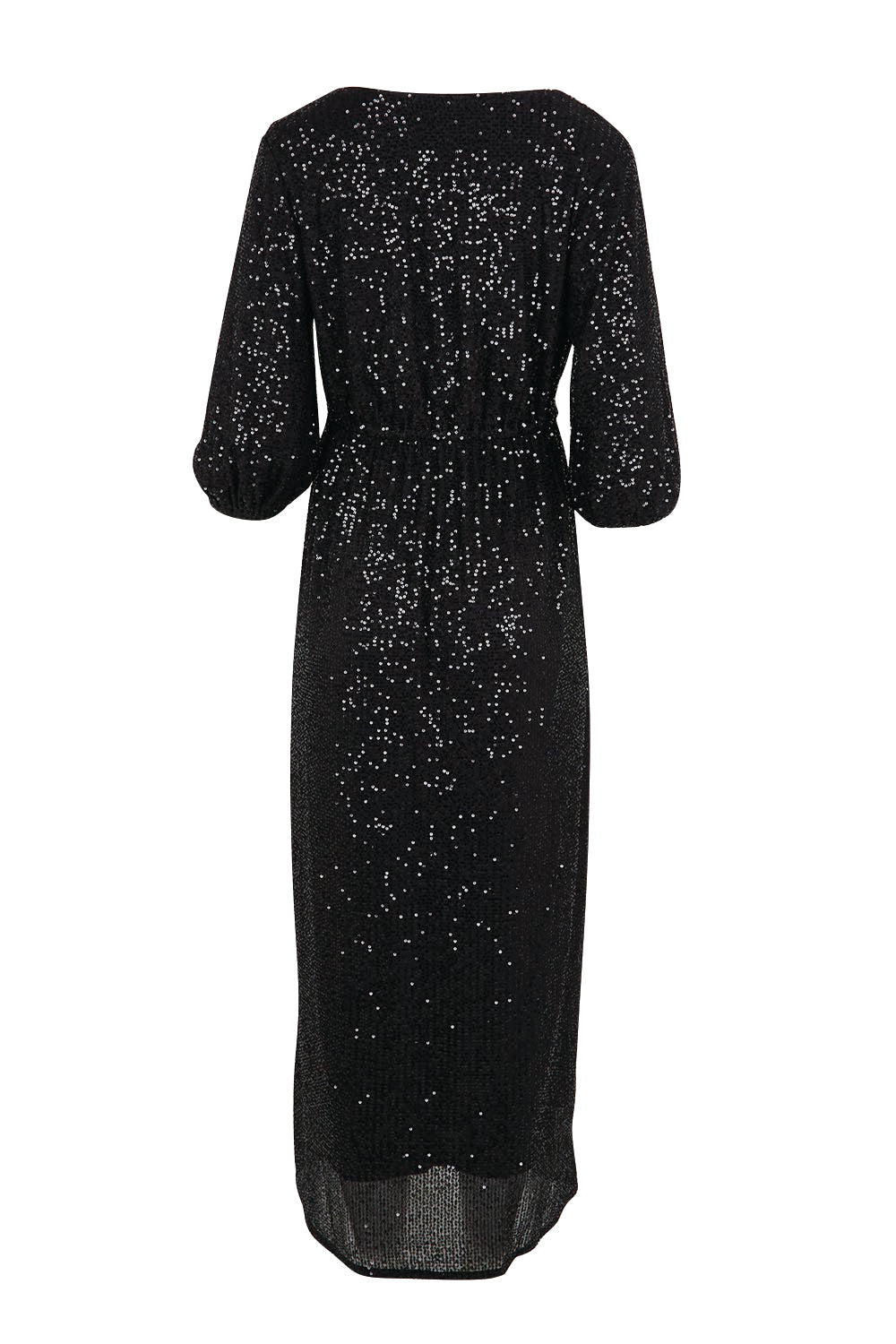 Product shot of the Priscilla Evening Gown – Black in colour Black, from the back