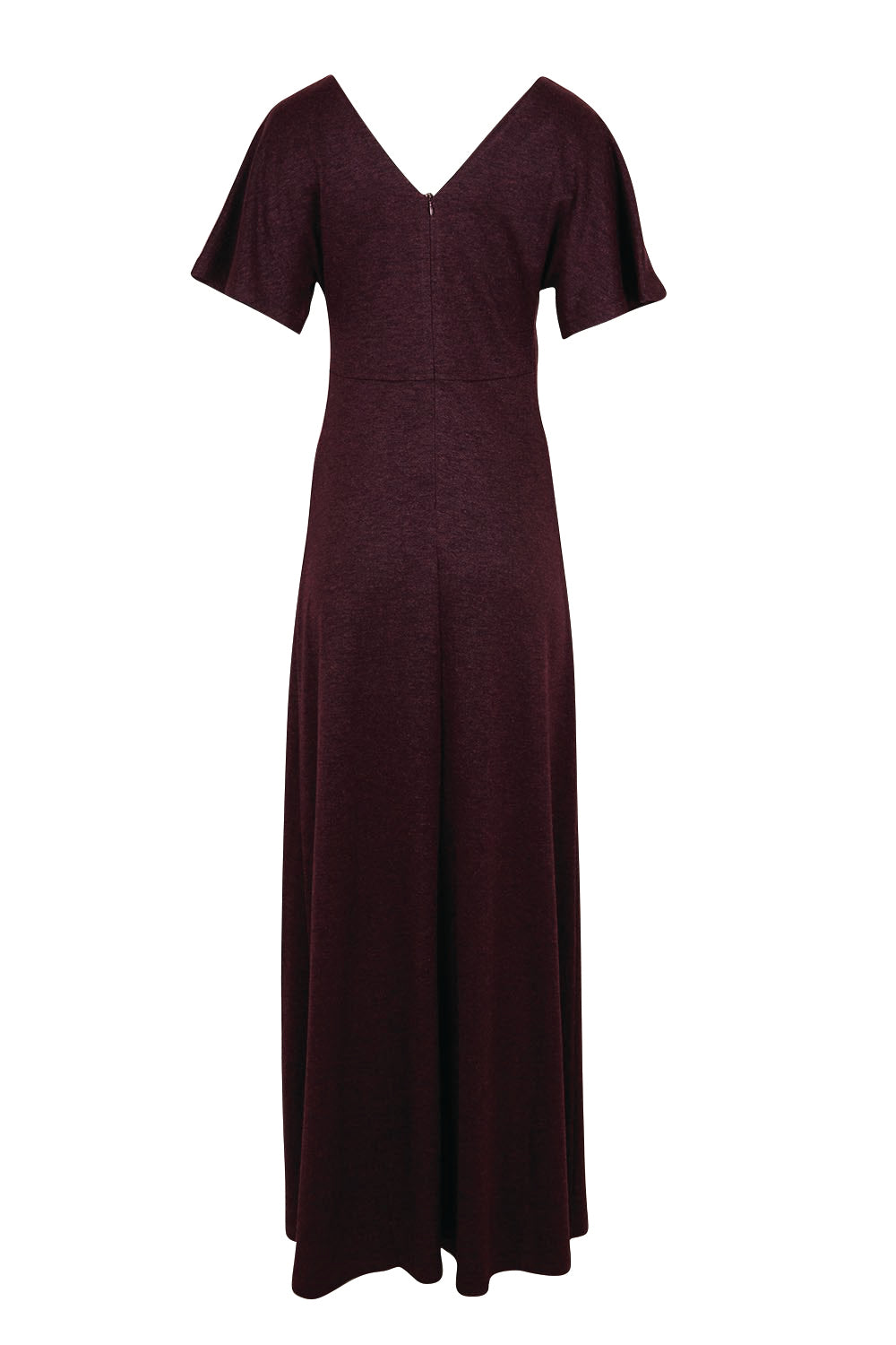 Product shot of the Glenda Evening Gown - Garnet in colour Garnet, from the back