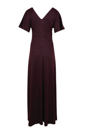 Product shot of the Glenda Evening Gown - Garnet in colour Garnet, from the back