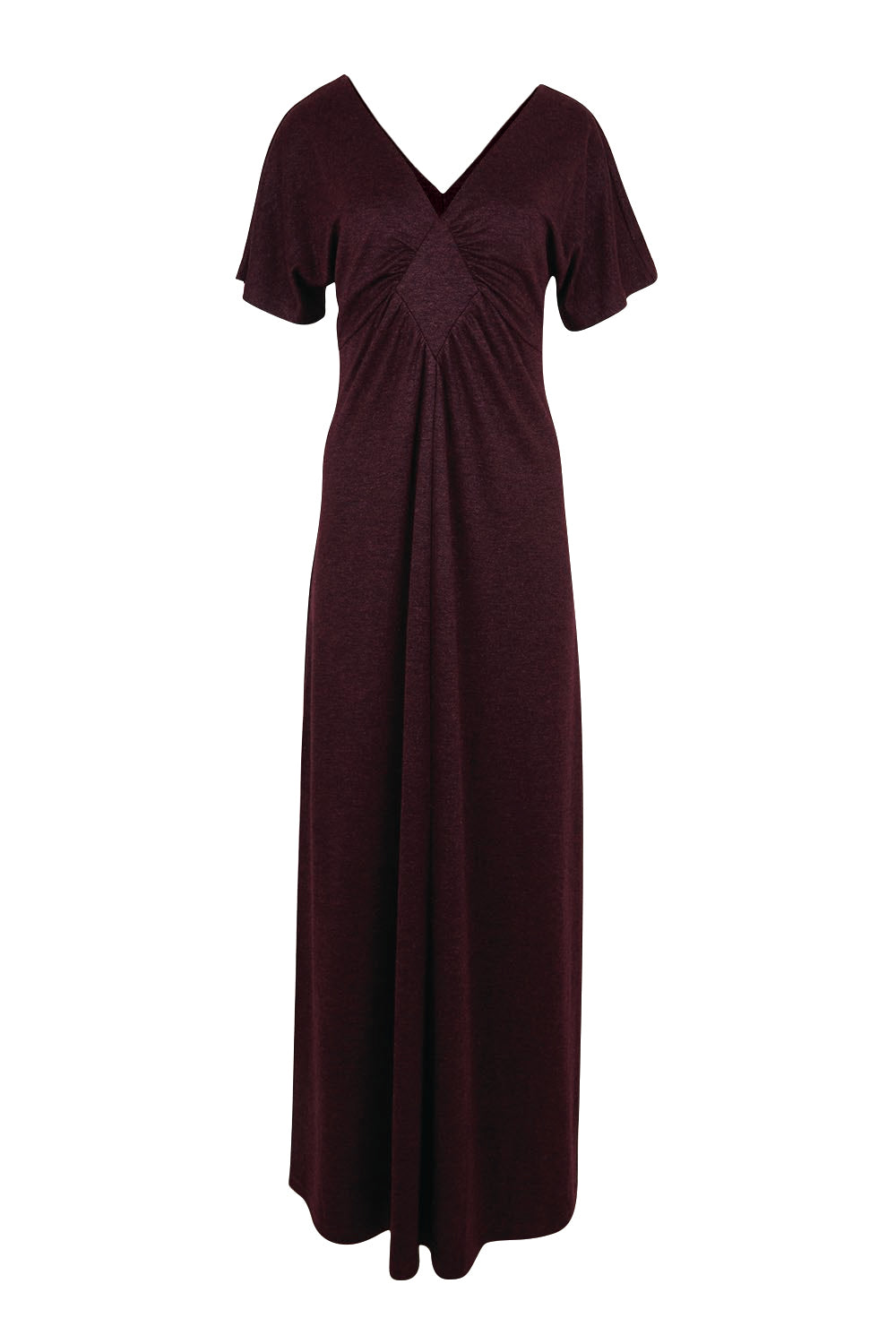 Product shot of the Glenda Evening Gown - Garnet in colour Garnet, from the front