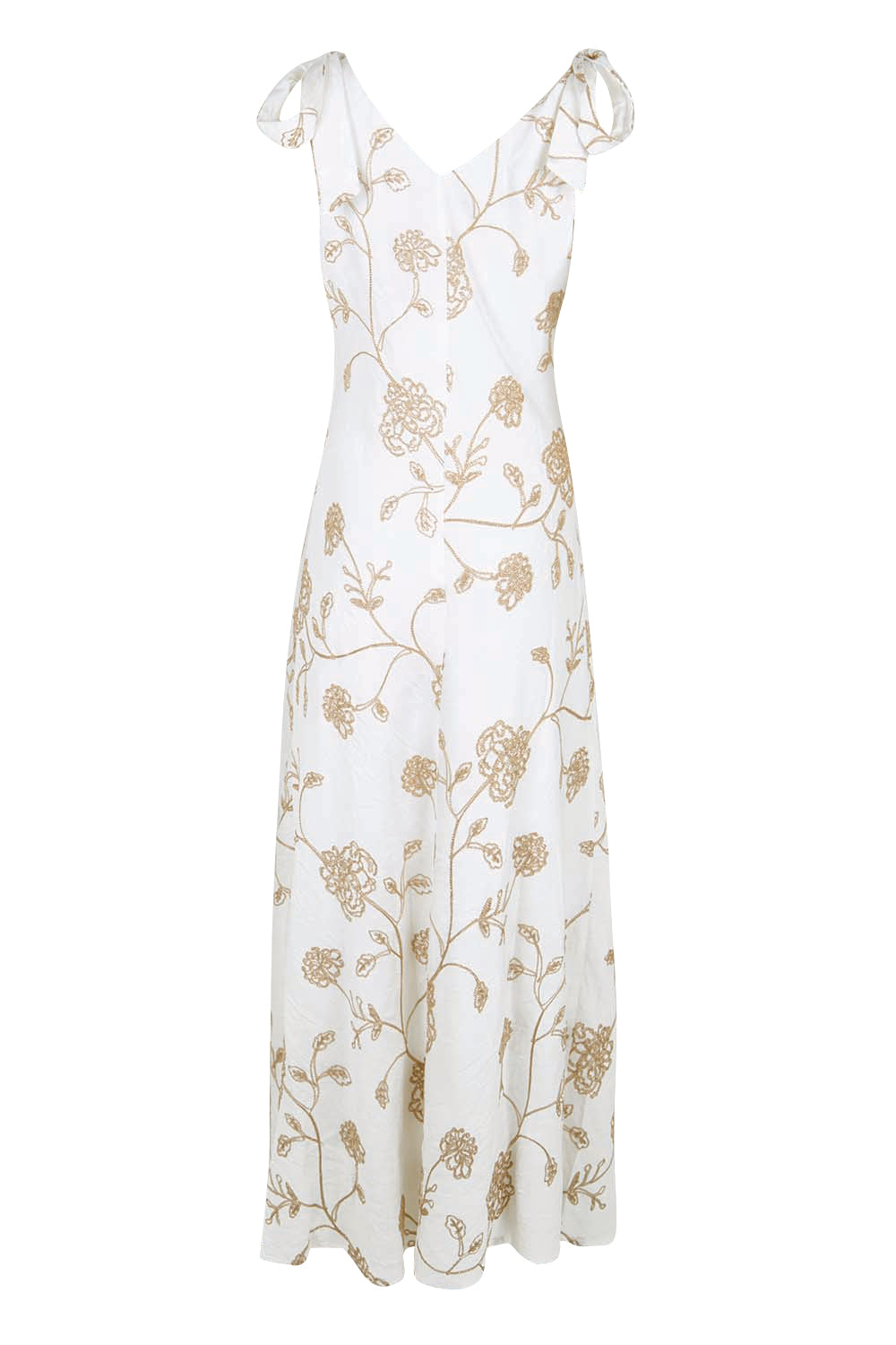 Product shot of the Tara Slip Dress - Whitegold in colour Whitegold, from the back