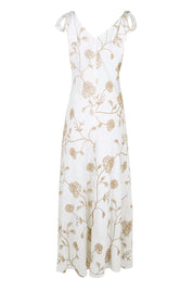 Product shot of the Tara Slip Dress - Whitegold in colour Whitegold, from the back