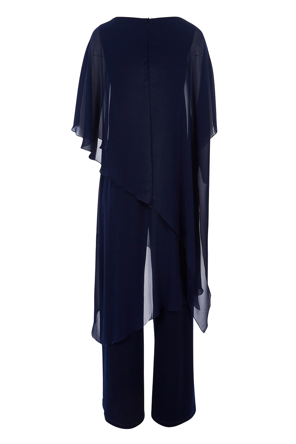 Product shot of the Sandra Jumpsuit in colour Navy (Blue), from the back
