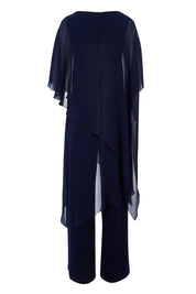 Product shot of the Sandra Jumpsuit in colour Navy (Blue), from the back