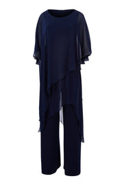 Product shot of the Sandra Jumpsuit in colour Navy (Blue), from the front
