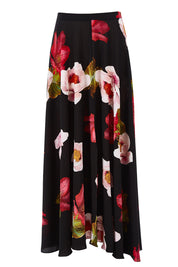 Product shot of the Hannah Skirt in colour Goddess (Black), from the front