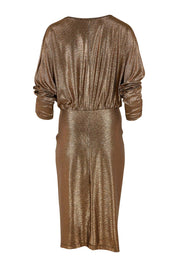 Product shot of the Nancy Dress in colour Bronze (Metallics), from the back