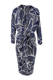 Preloved The Printed Nancy Dress - Navyleaves