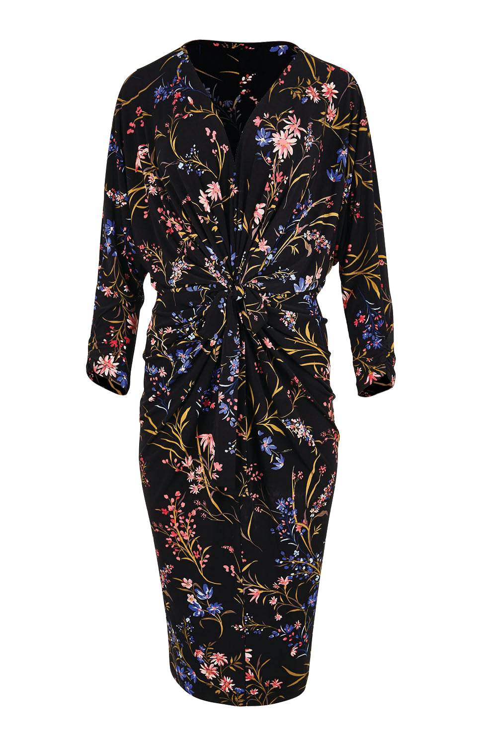 Product shot of the The Printed Nancy Dress – Floral in colour Floral, from the front