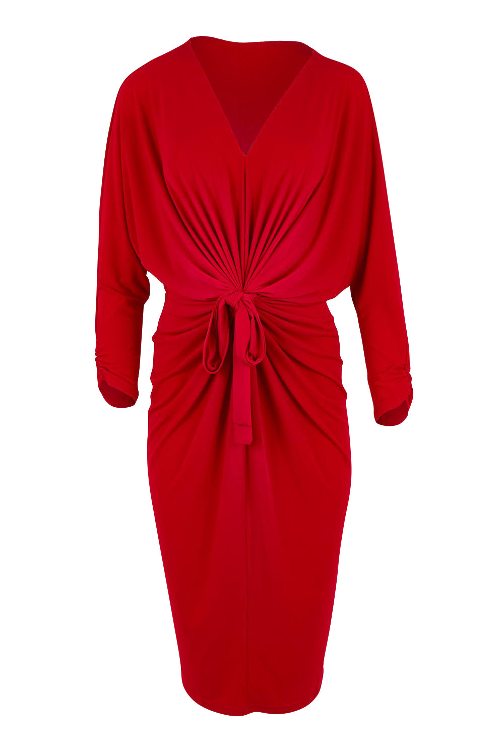 Product shot of the Nancy Dress in colour Red (Red), from the front