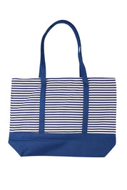 Product shot of the Sorrento Beach Bag in colour Bluestripe (Blue), from the back