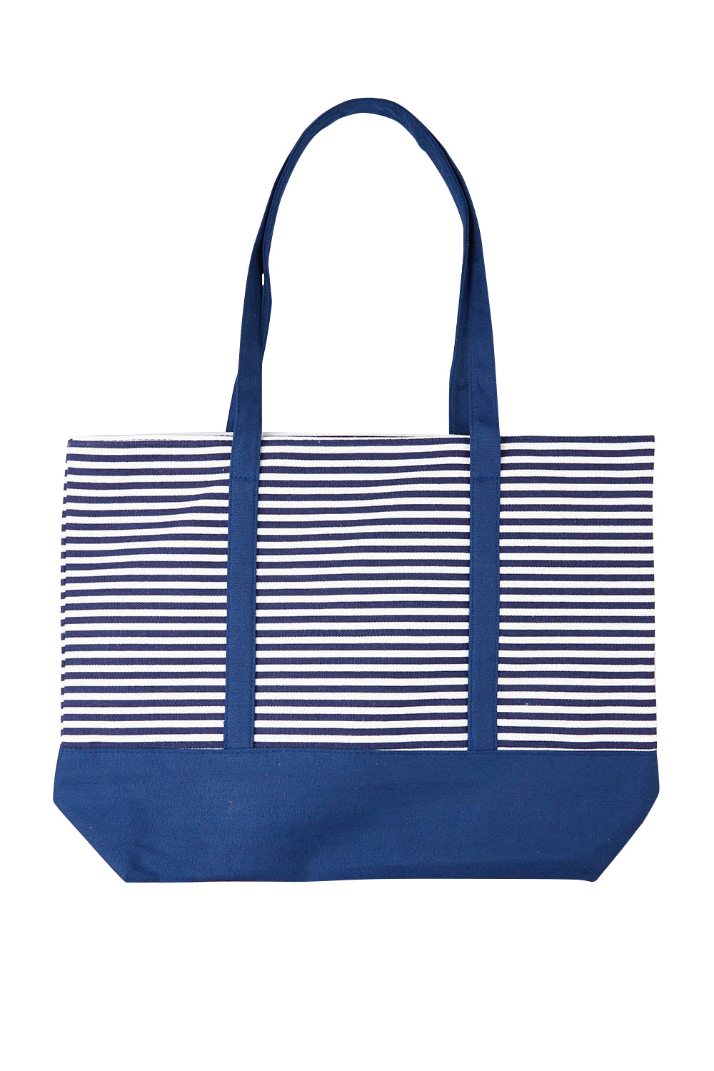 Product shot of the Sorrento Beach Bag in colour Bluestripe (Blue), from the front