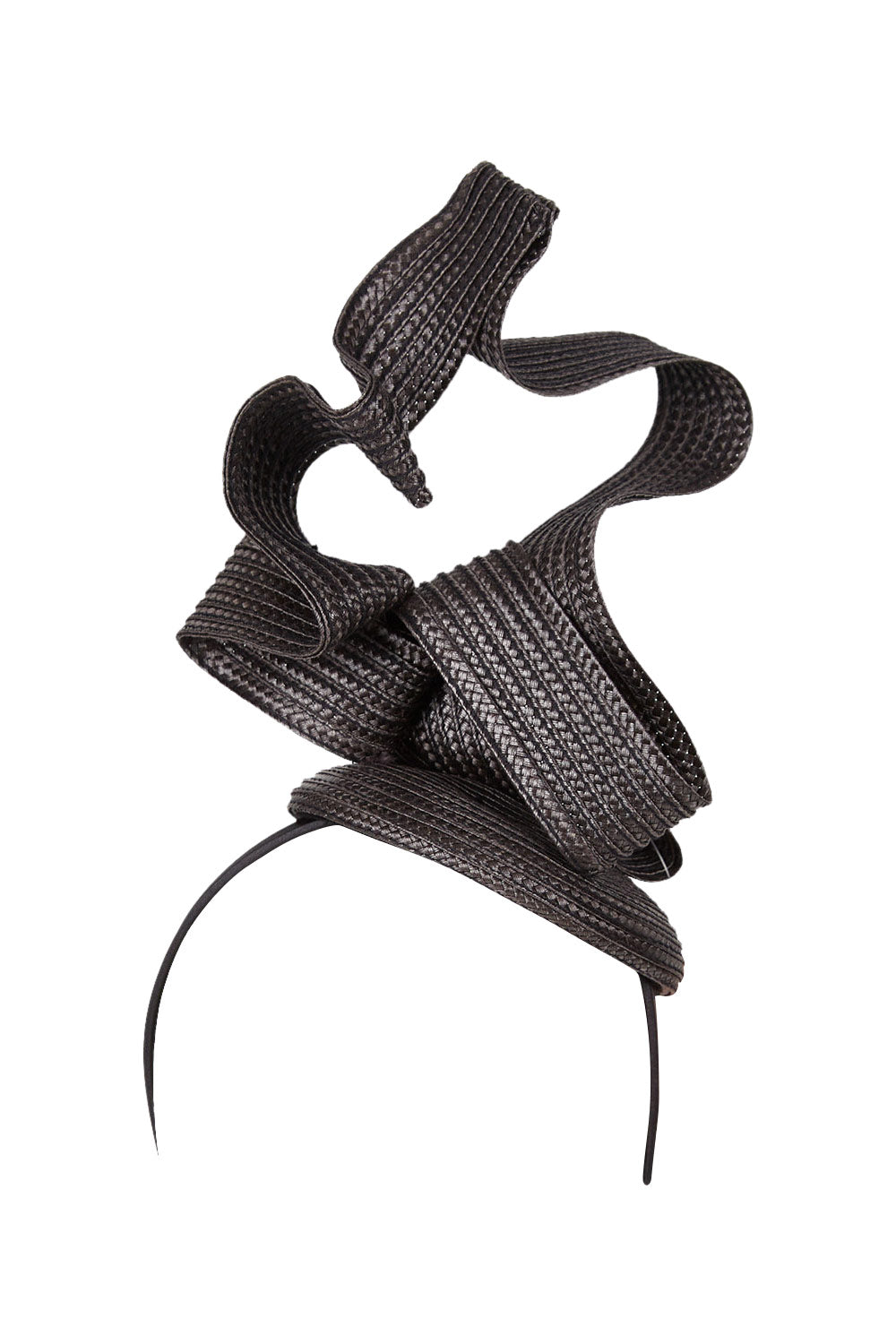Product shot of the Nalah Fascinator in colour Black (Black), from the front