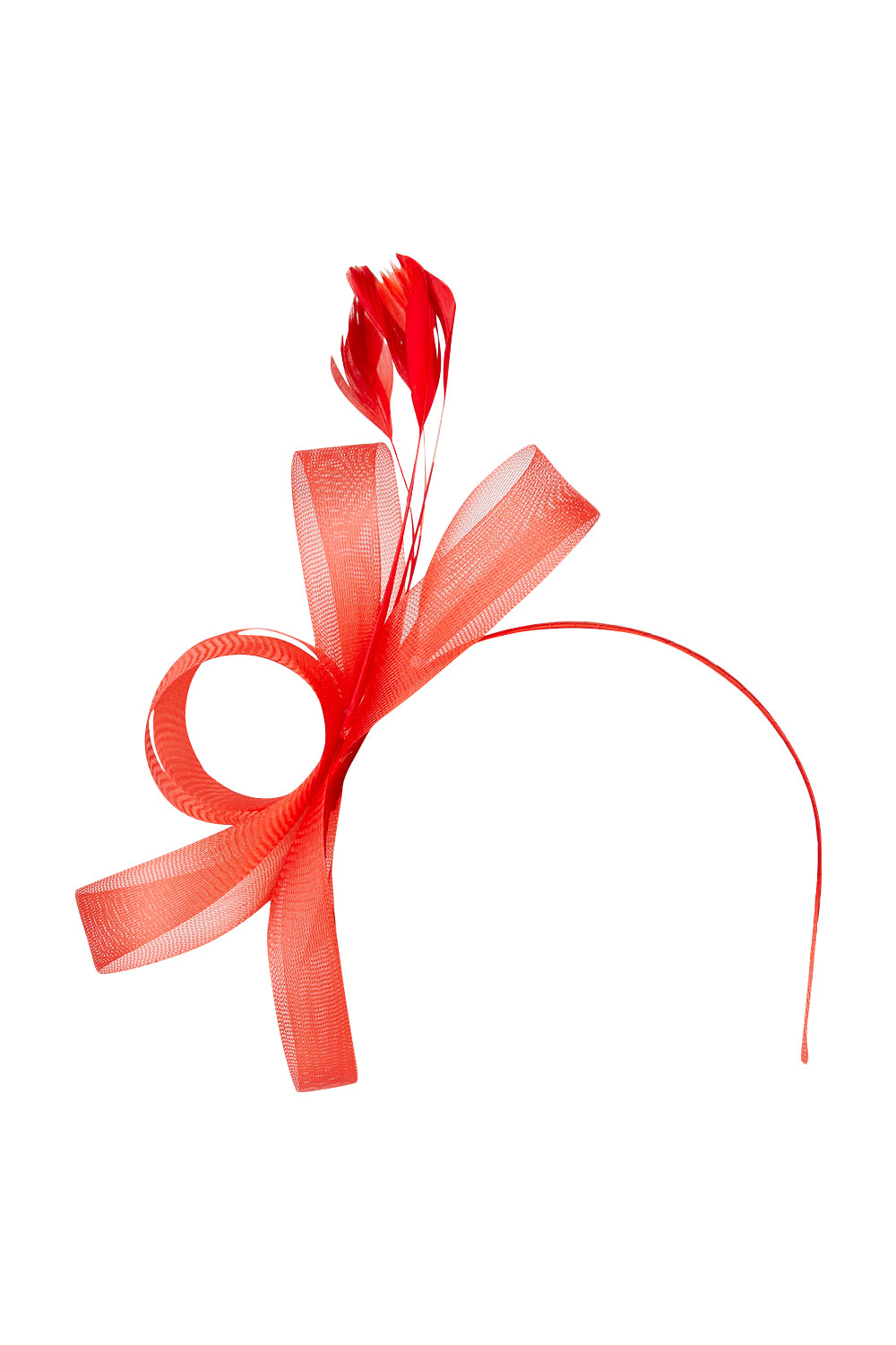 Product shot of the Nyla Fascinator in colour Red (Red), from the front
