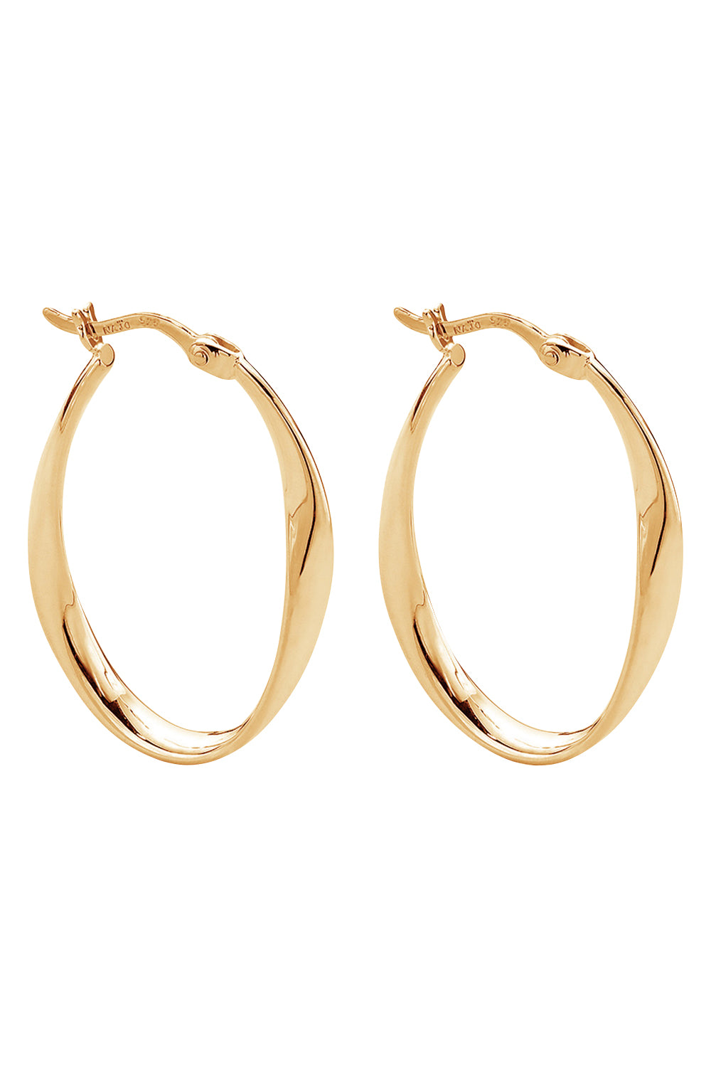 Product shot of the Cinta Hoop Earrings in colour Gold (Metallics), from the front