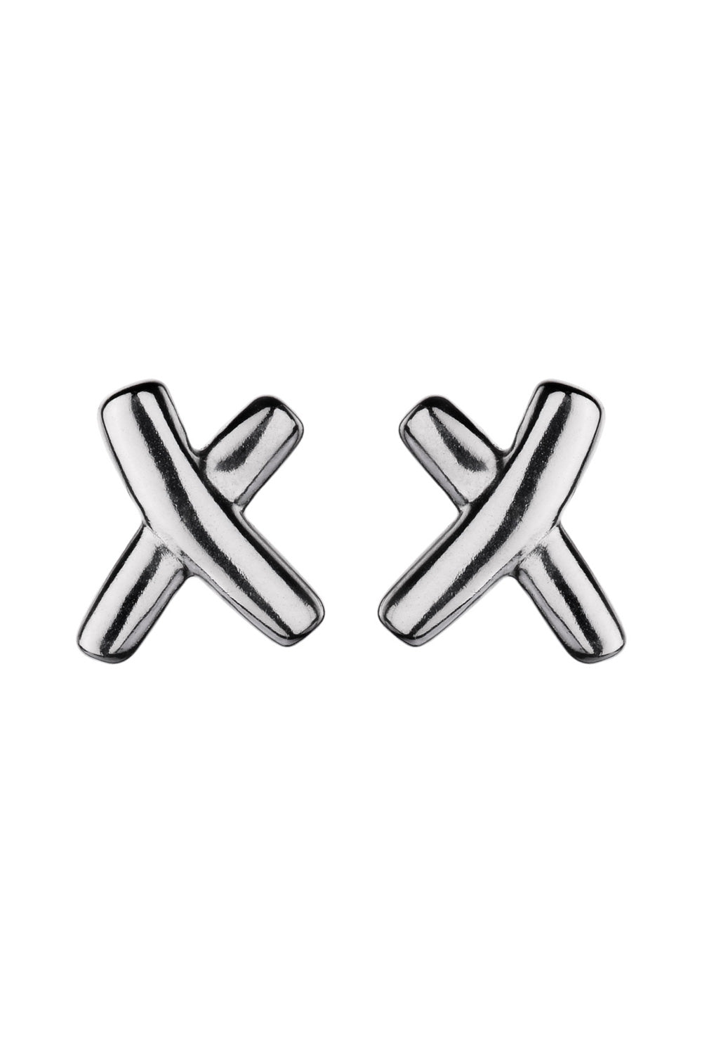 Product shot of the Sterling Silver Kiss Stud Earrings in colour Silver (Metallics), from the front