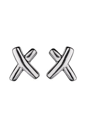 Product shot of the Sterling Silver Kiss Stud Earrings in colour Silver (Metallics), from the front