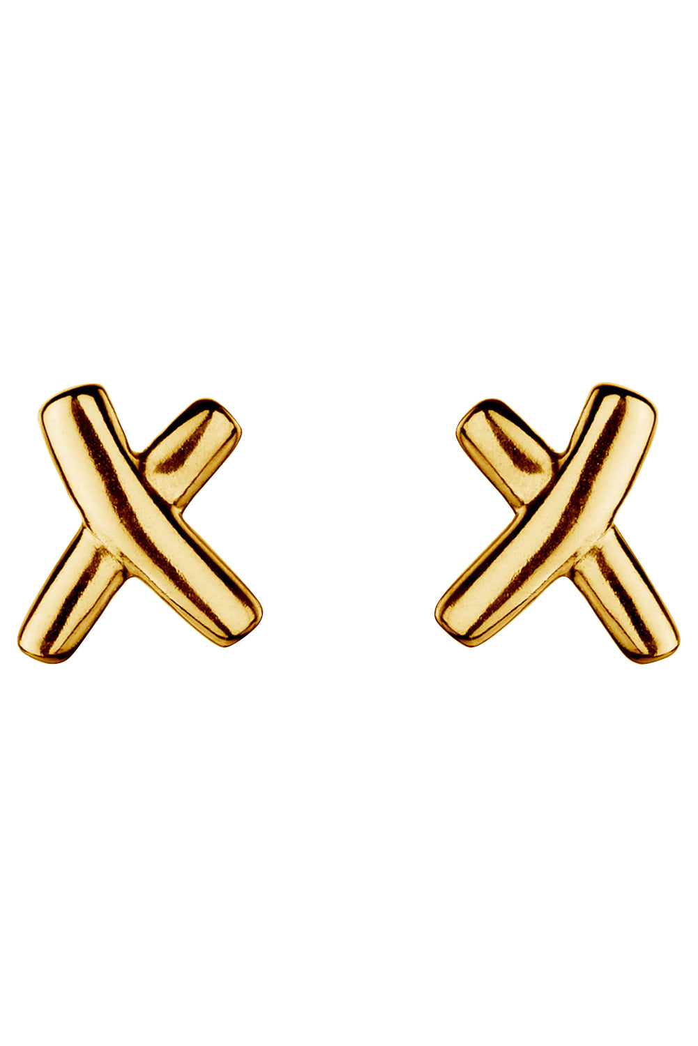 Product shot of the Gold Kiss Stud Earrings in colour Gold (Metallics), from the front
