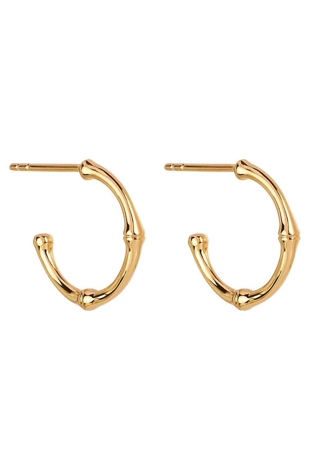 Product shot of the Bamboo Small Stud Hoop Earring in colour Gold (Metallics), from the front