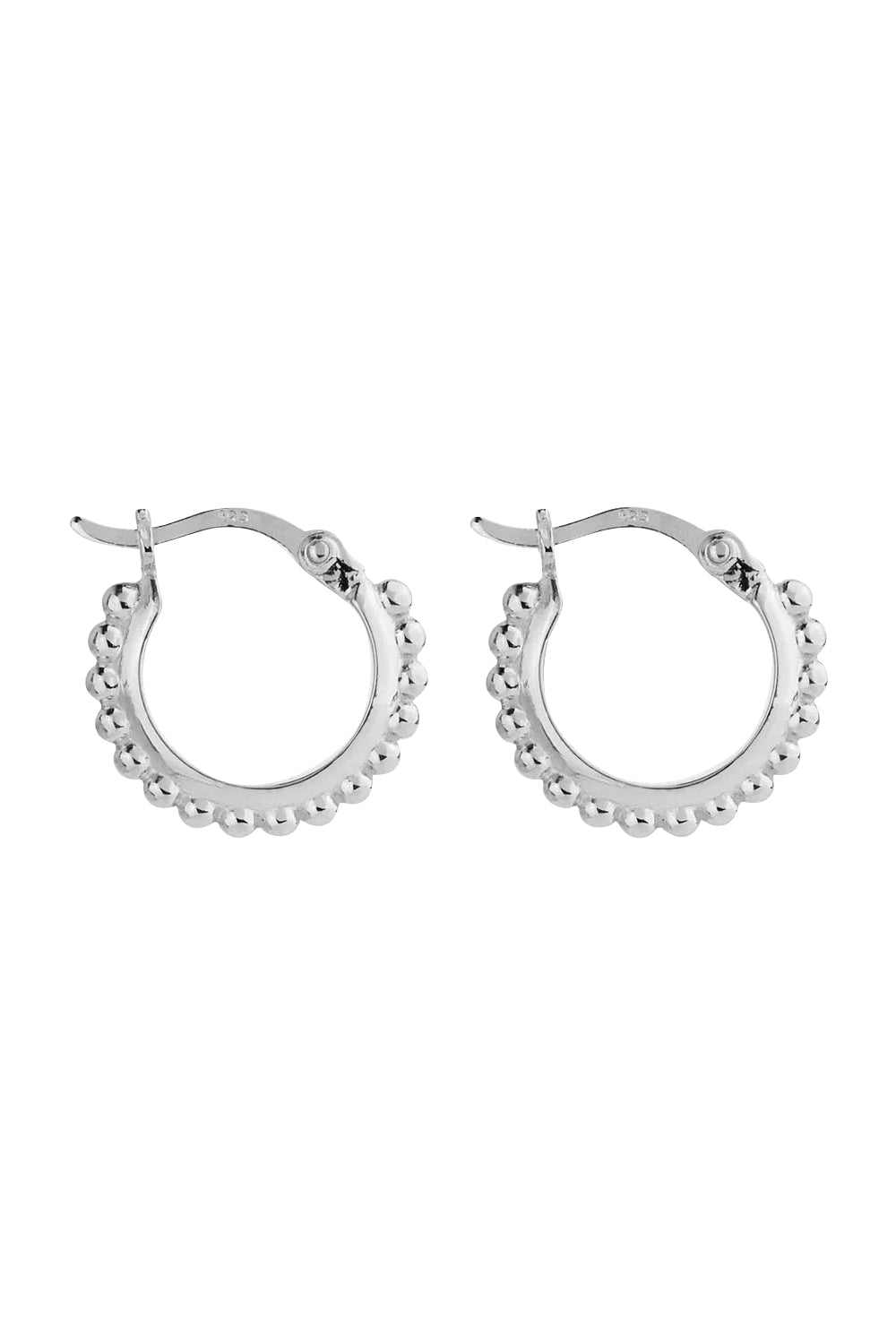 Product shot of the Chia Silver Hoop Earrings in colour Silver (Metallics), from the front
