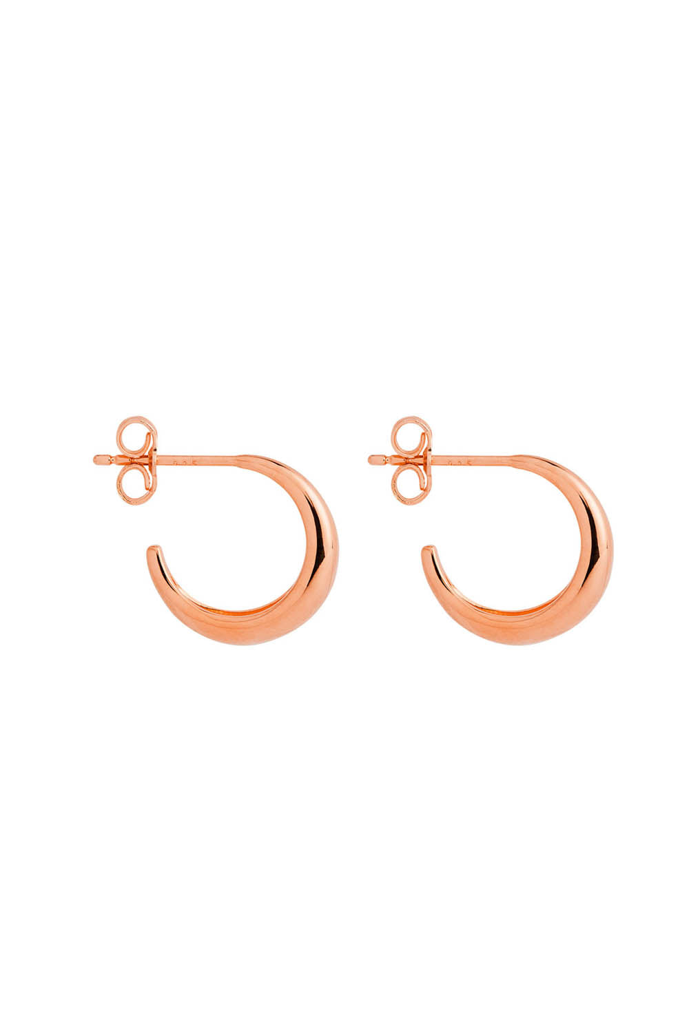 Product shot of the La Muse Rose Gold Stud Hoop Earring in colour Rosegold (Metallics), detail