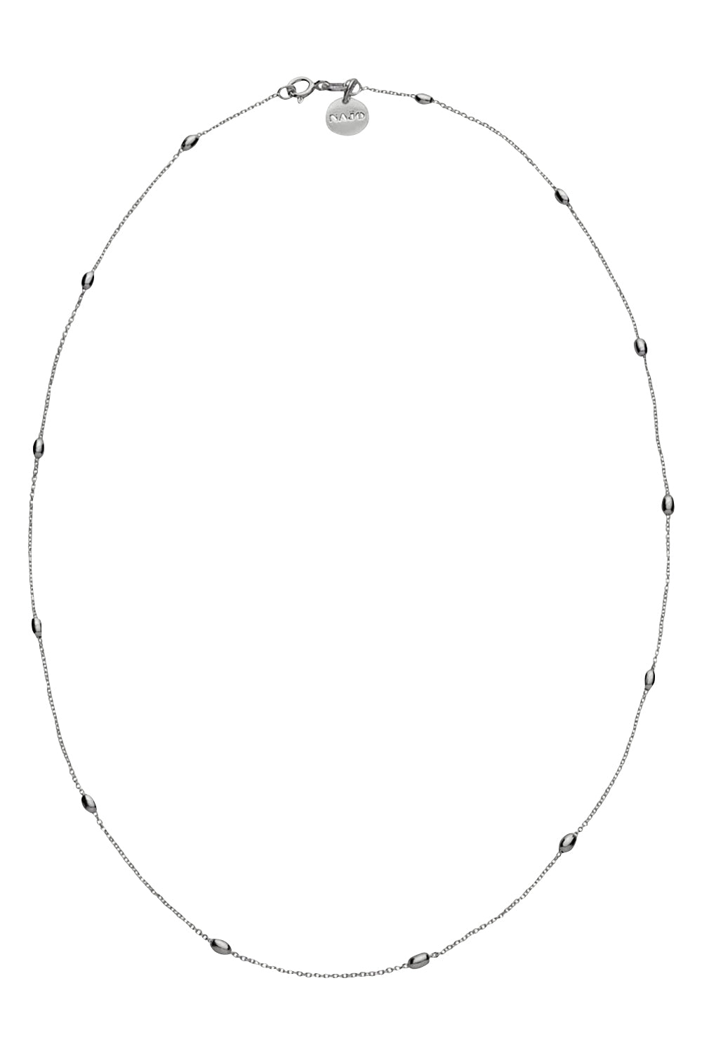 Product shot of the Like A Breeze Necklace in colour Silver (Metallics), from the front