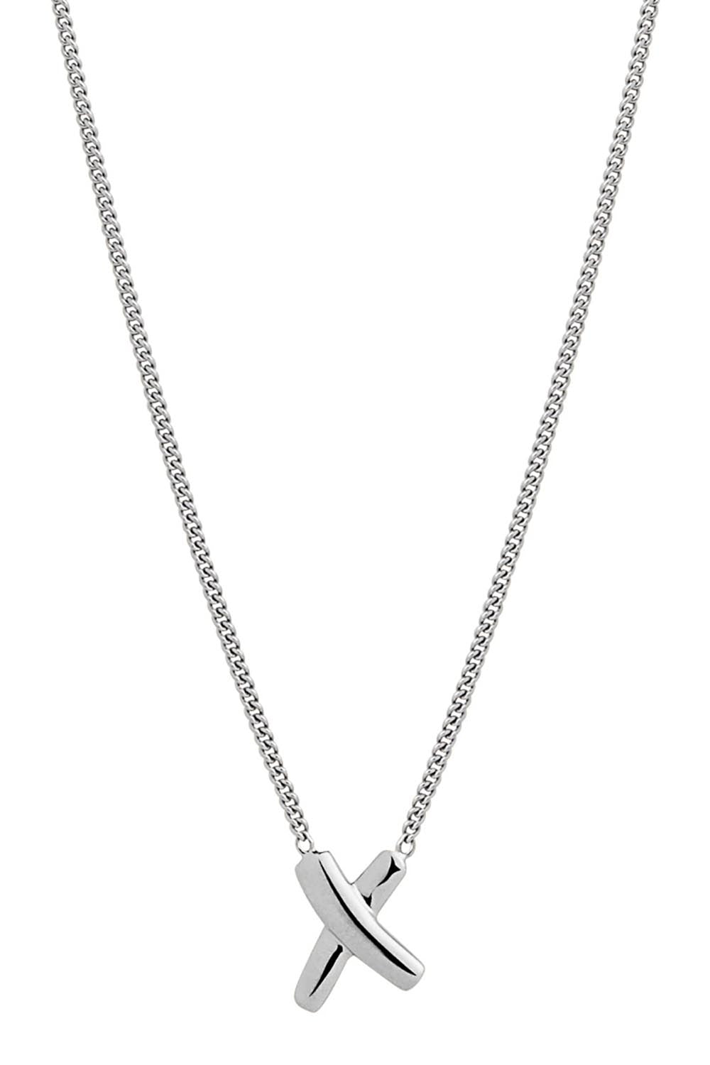 Product shot of the Bisous Silver Necklace in colour Silver (Metallics), detail