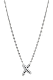 Product shot of the Bisous Silver Necklace in colour Silver (Metallics), detail