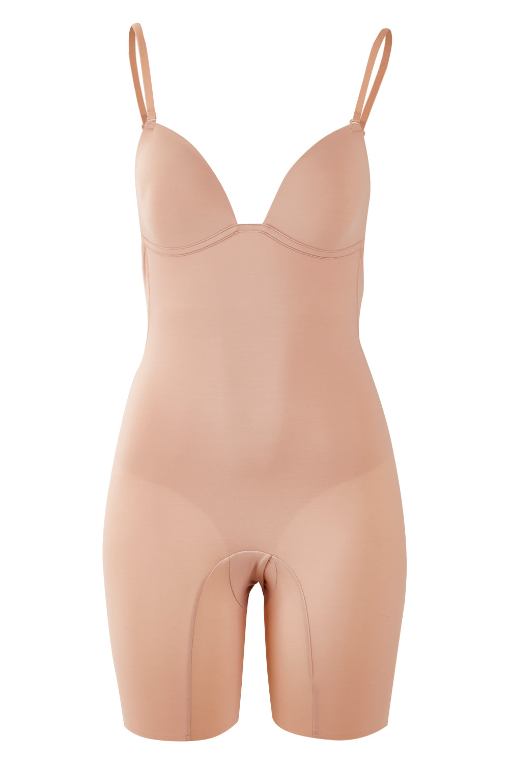 Product shot of the Body Define Backless Jumpsuit in colour WarmTaupe, from the front