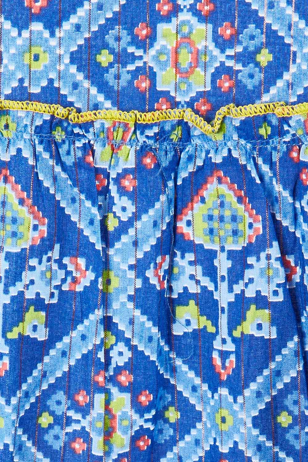 Product shot of the Libra Dress in colour Patolablue (Blue), detail