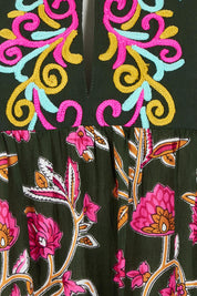 Product shot of the Bahamas Cotton Blend Top in colour Dreamy (Green), detail