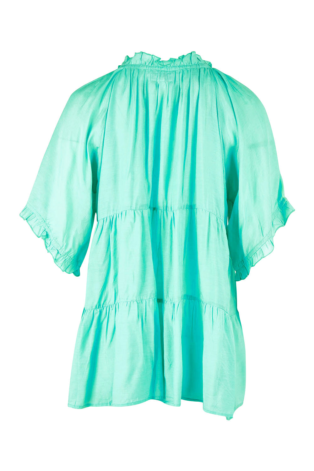 Product shot of the Matilda Top in colour Emerald (Green), from the back