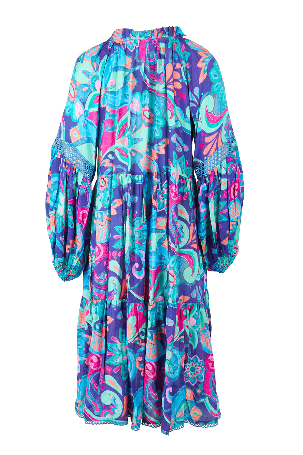 Product shot of the Molly Dress in colour Enigma (Blue), from the back