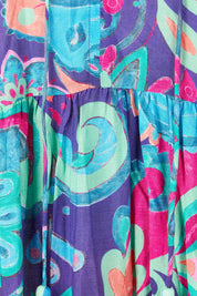 Product shot of the Molly Dress in colour Enigma (Blue), detail