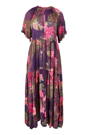 Product shot of the Amisha Short Sleeve Maxi Dress in colour Waterlily (Blue), from the front