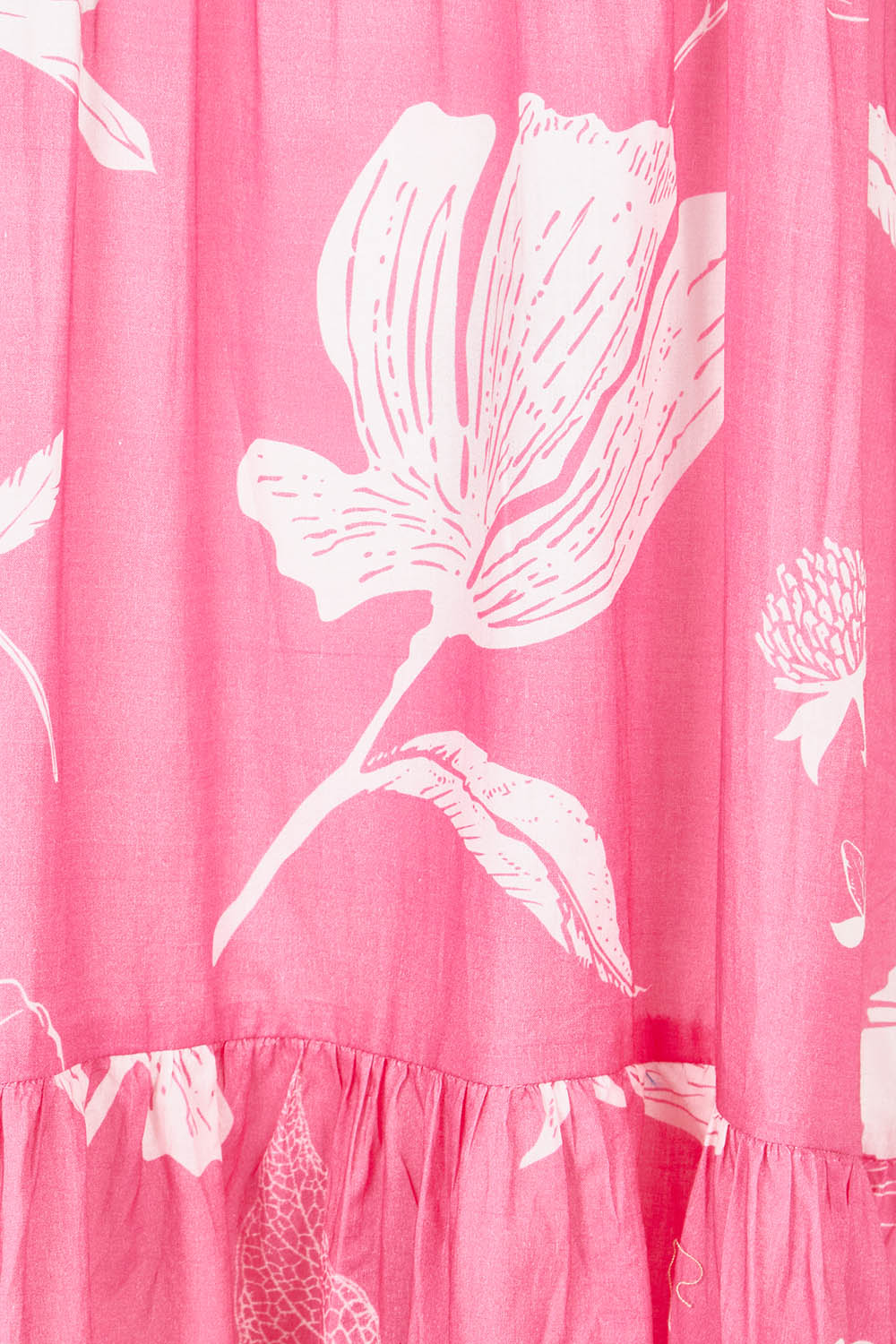 Product shot of the Amisha Maxi S/S Cotton Dress in colour Petal (Pink), detail