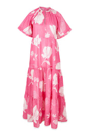 Product shot of the Amisha Maxi S/S Cotton Dress in colour Petal (Pink), from the front