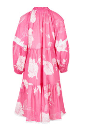 Product shot of the Molly Cotton Dress in colour Petal (Pink), from the back