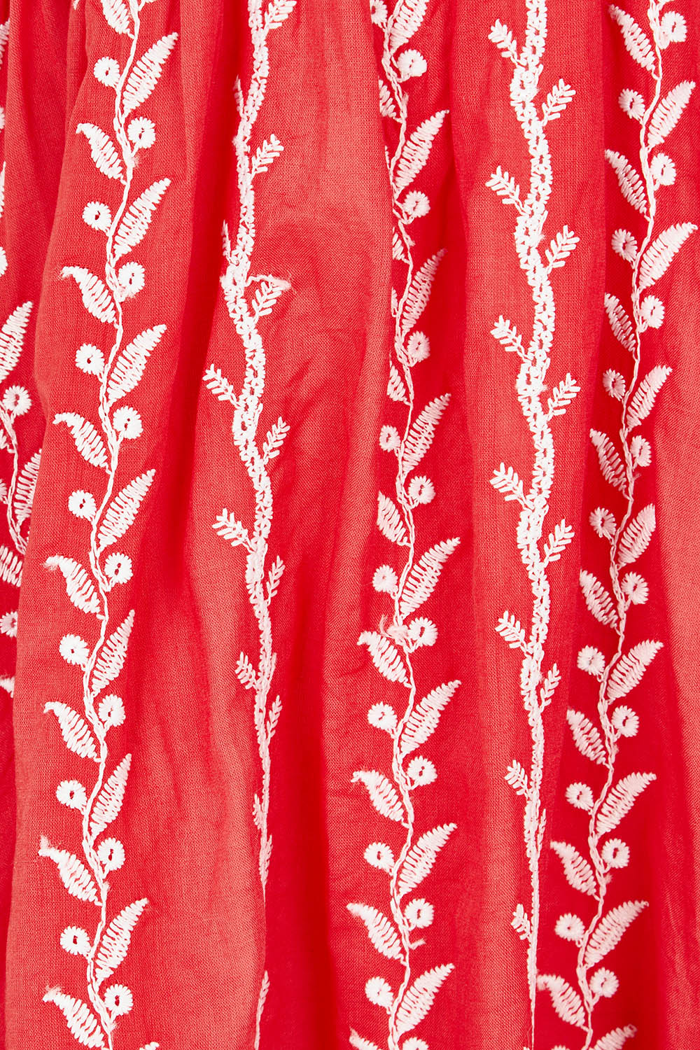 Product shot of the Frida Cotton Maxi Dress in colour Sorrento (Red), detail